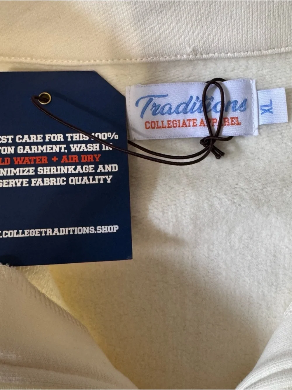 Penn State Nittany Lions Traditions Quarter Zip Pullover XL NWT Cream Navy